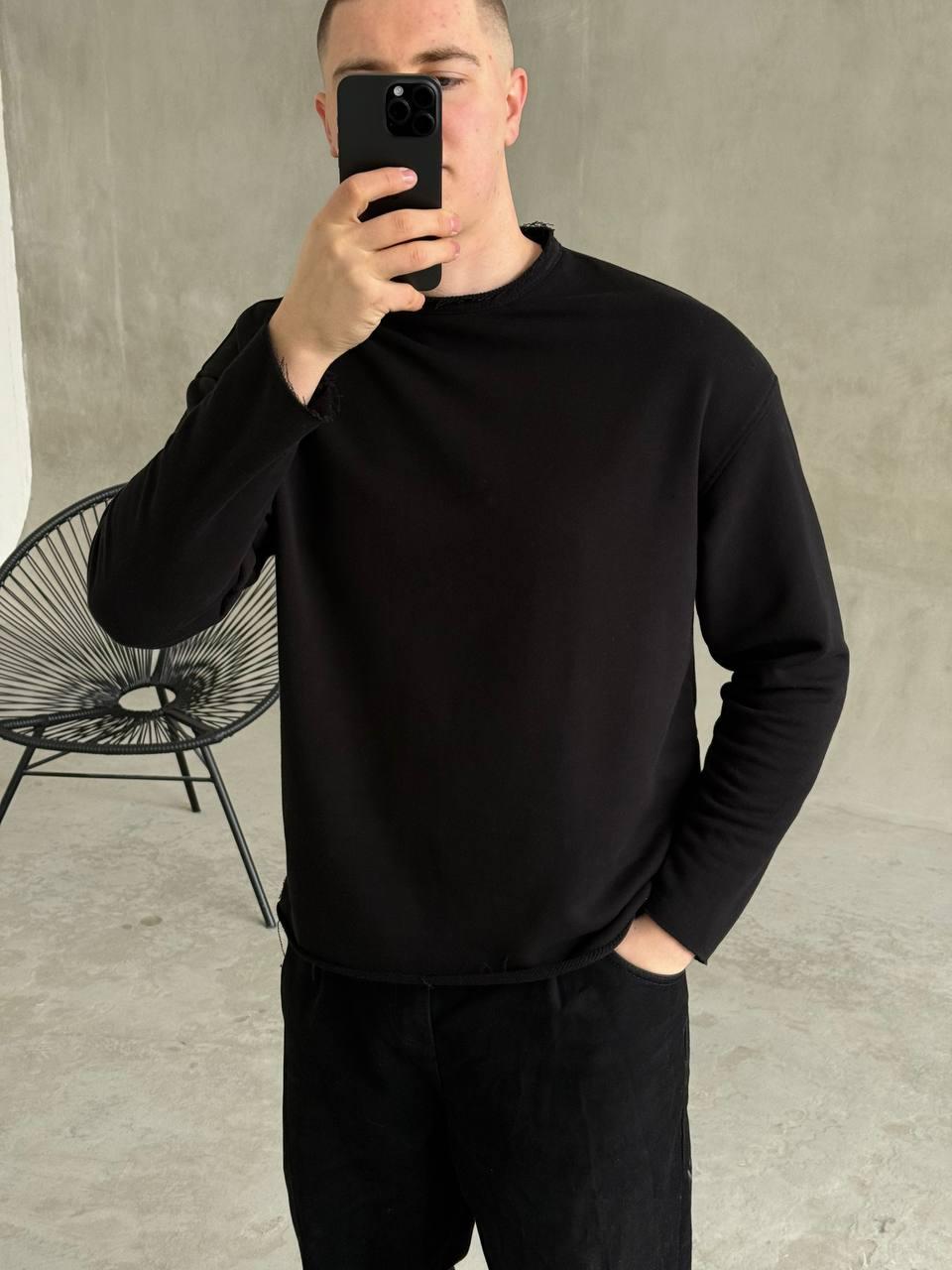 Лонгслів casual у чорному кольорі